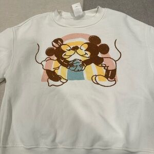 Mickey/Minnie cream sweatshirt.